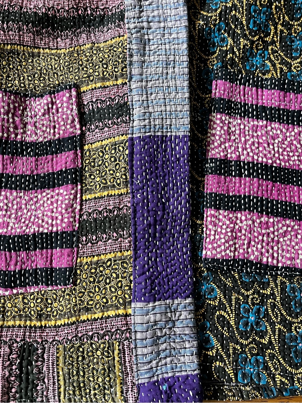 Nomad Purple & Gray Patchwork Kantha Handmade Vest. Stunning!! - Picture 12 of 14